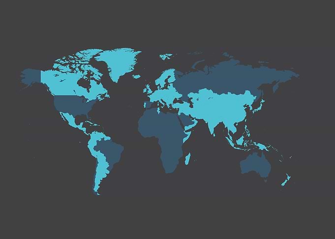 Workd map blue borders