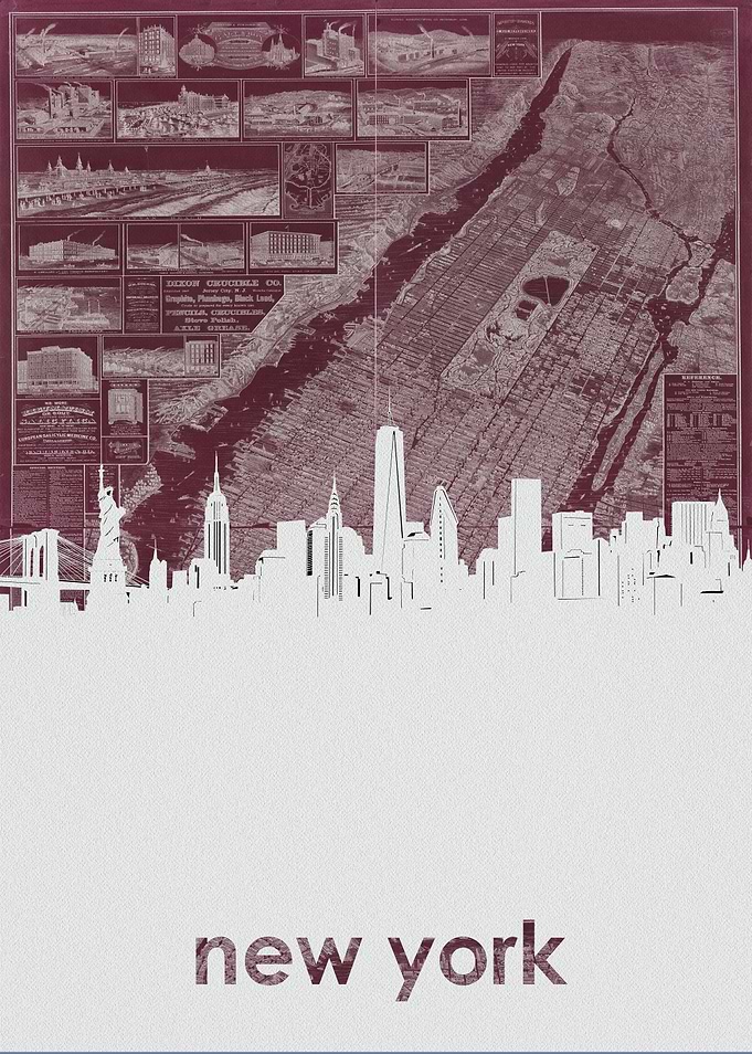 New York skyline map 3