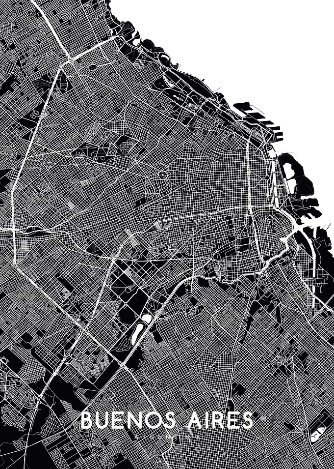 Buenos Aires map black