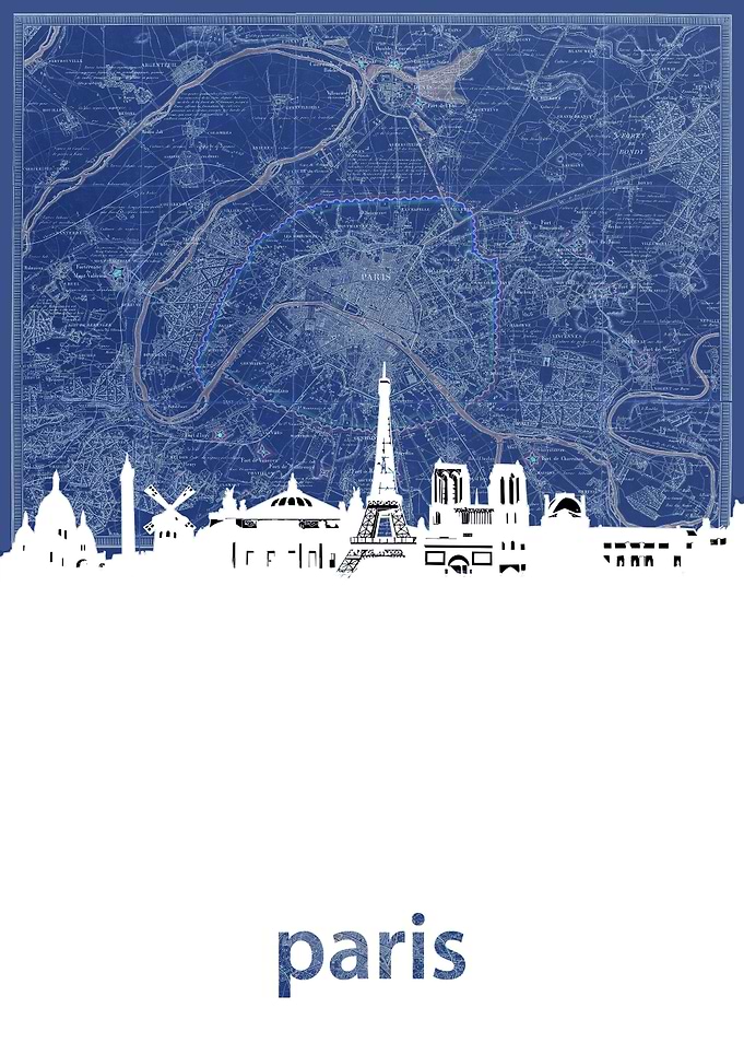 Paris skyline map 2