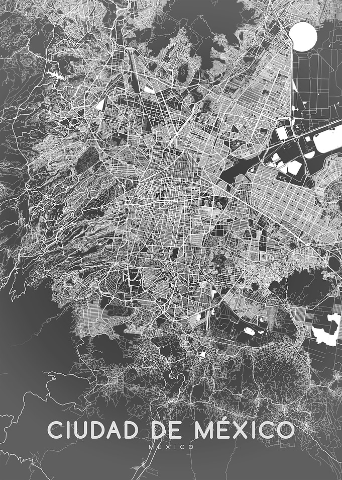 Ciudad de Mexico map BW