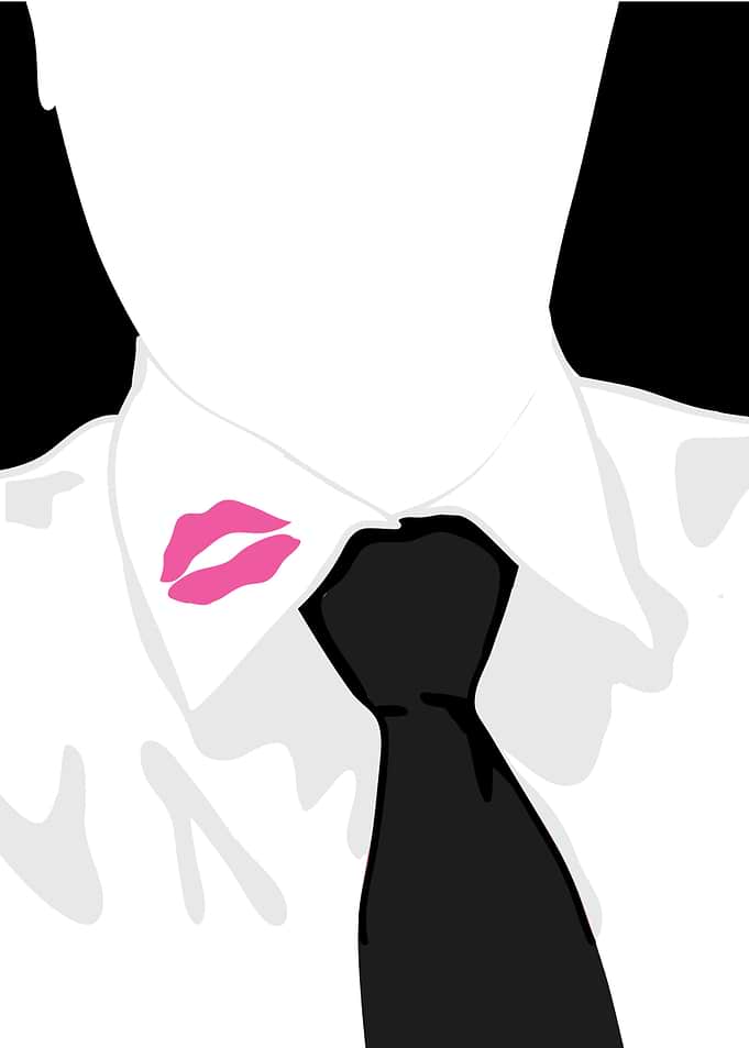 man collar lipstick