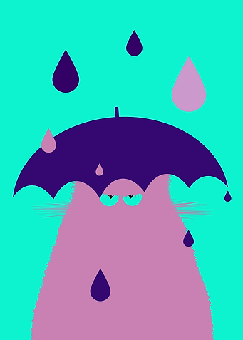 Lilac Cat with Umbrella