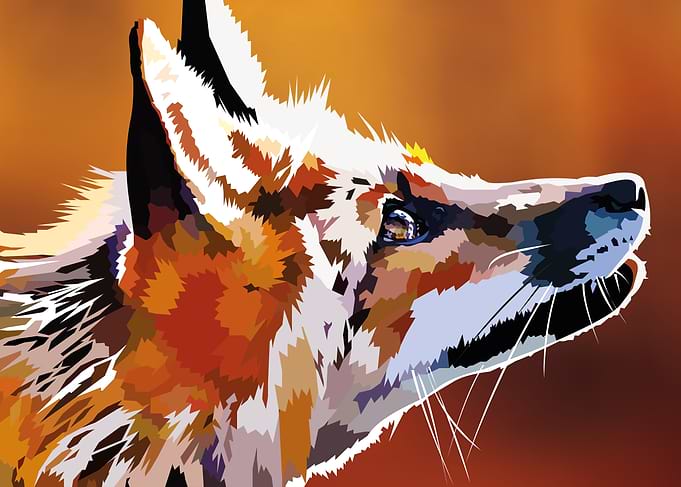 Autumn fox staring