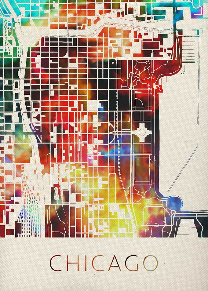Chicago Watercolor Map