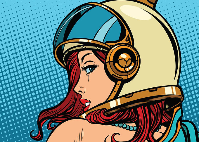Female Astronaut Retro SF