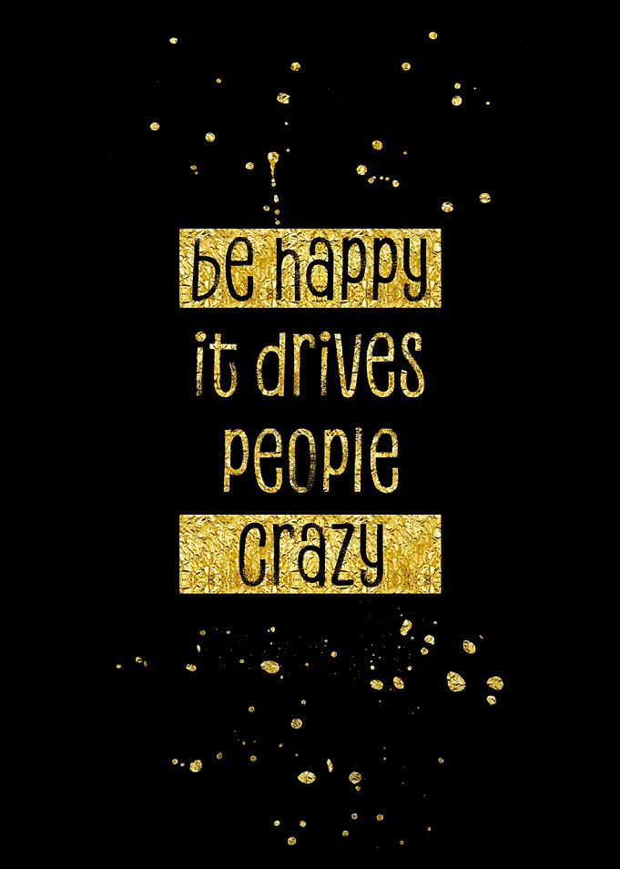 Text Art Gold BE HAPPY