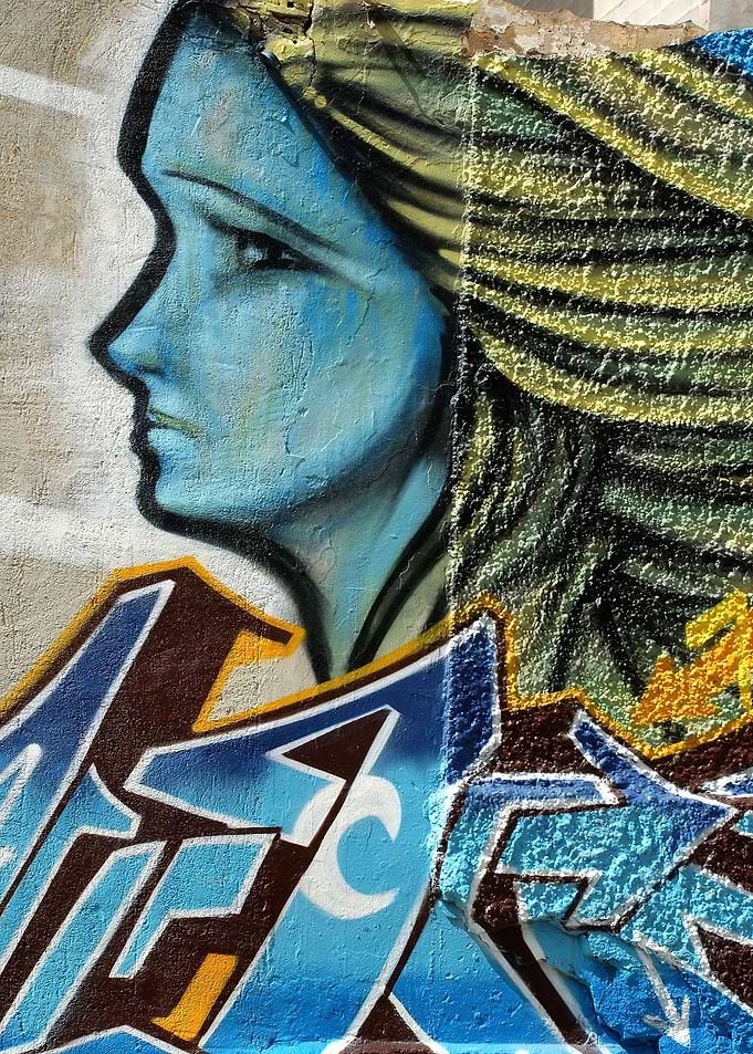 Lady in Blue Grafitti
