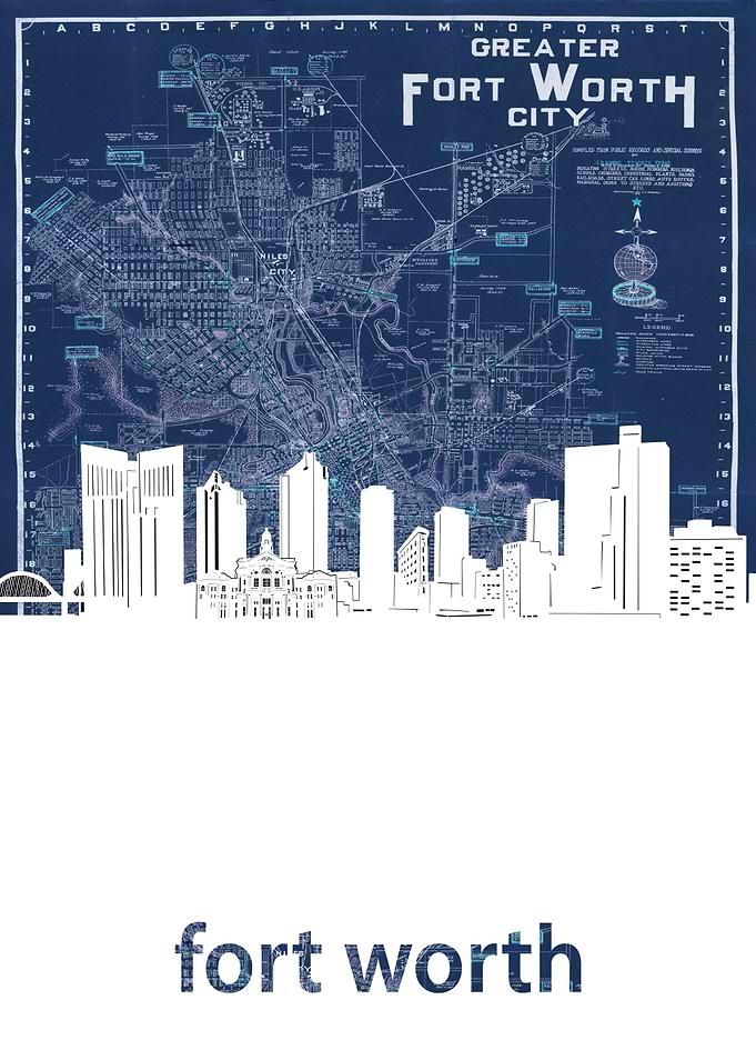 Fort worth skyline blue