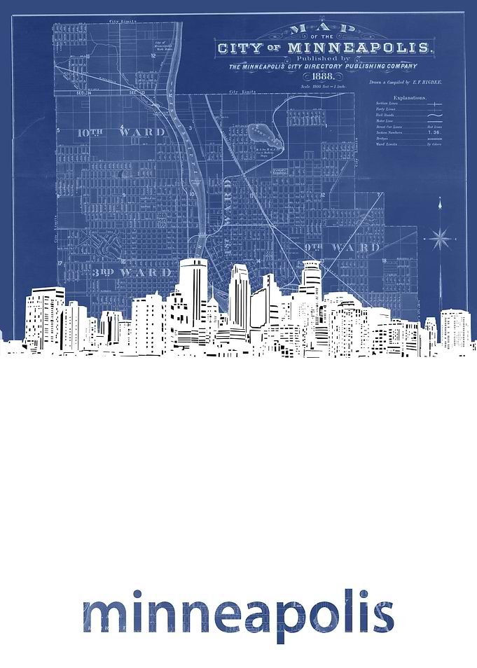 Minneapolis skyline blue