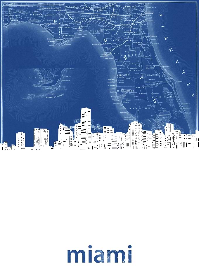 Miami skyline blue