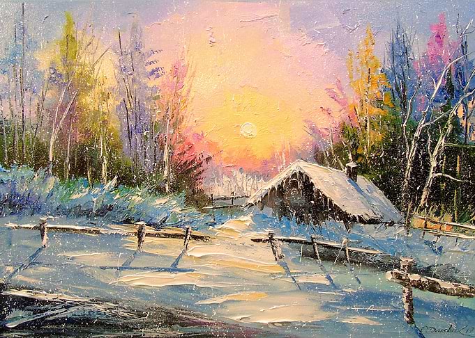 In winter in the village