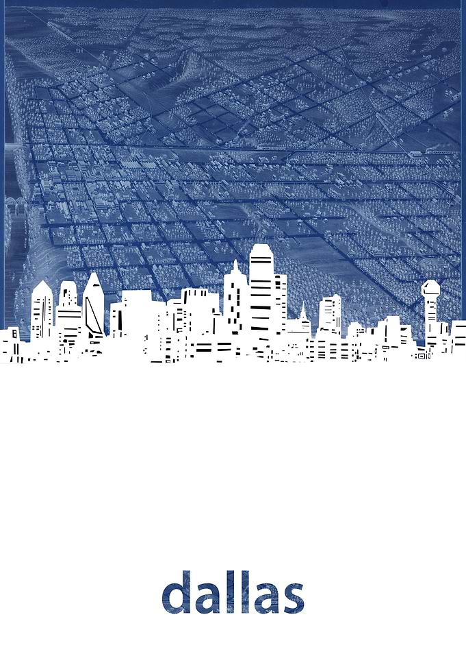 Dallas skyline blue