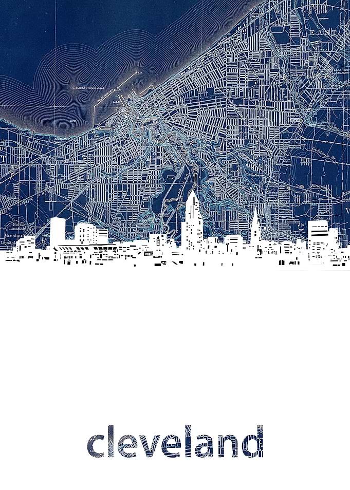 Cleveland skyline blue