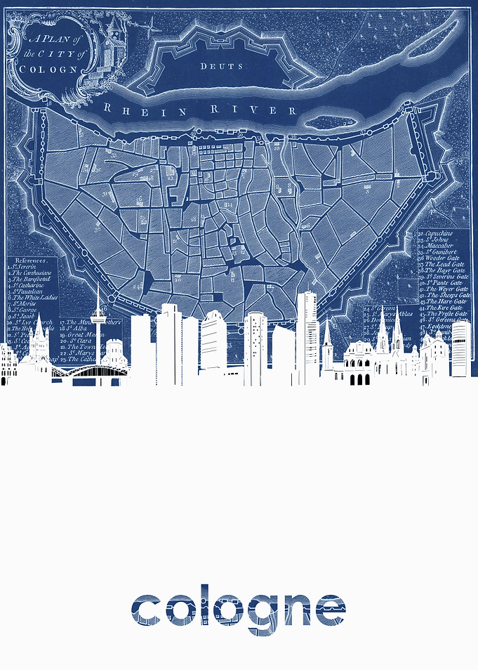 Cologne skyline blue