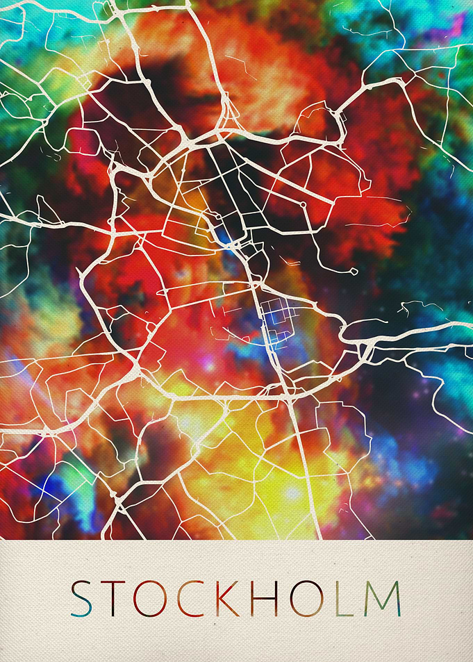 Stockholm Watercolor Map