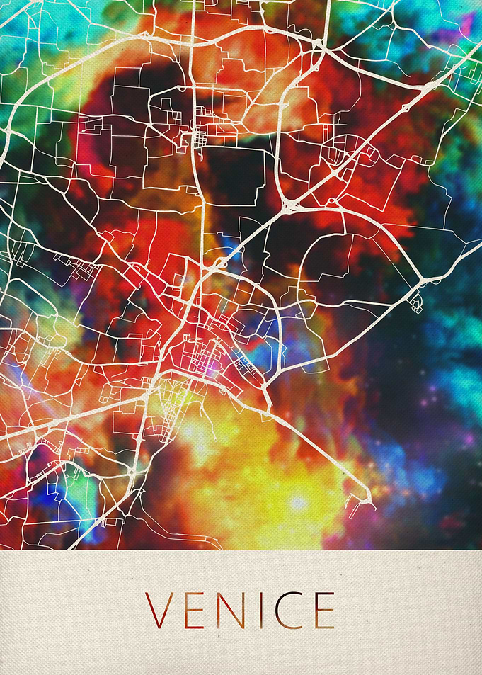 Venice Watercolor City Map