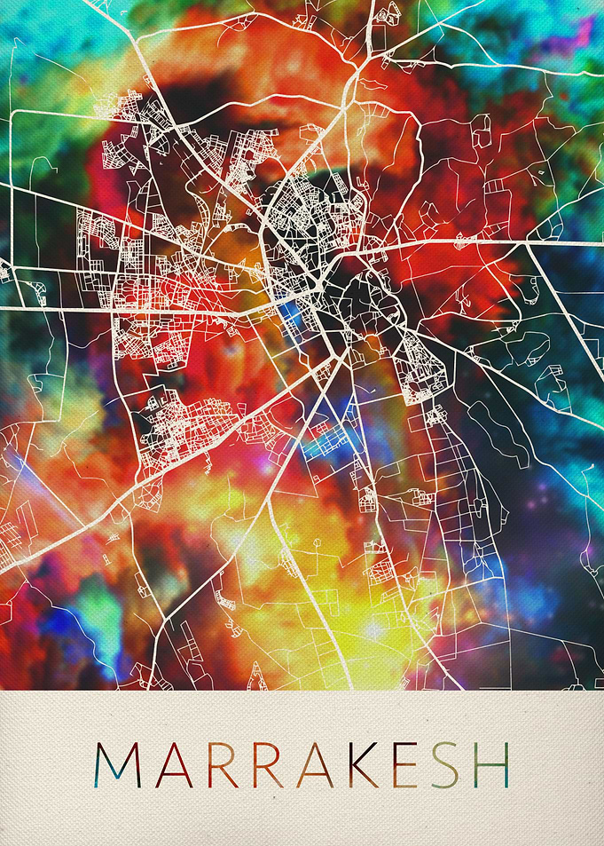 Marrakesh Watercolor Map