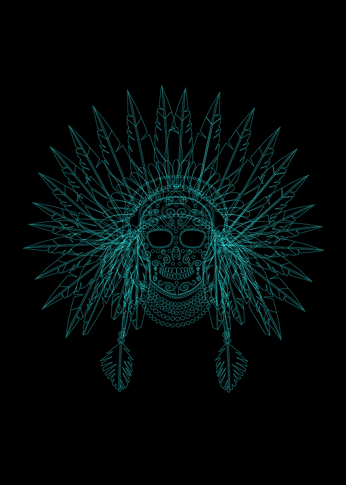 American indian skull neon