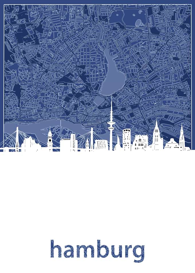 Hamburg skyline blue
