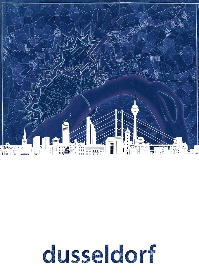 Dusseldorf skyline blue