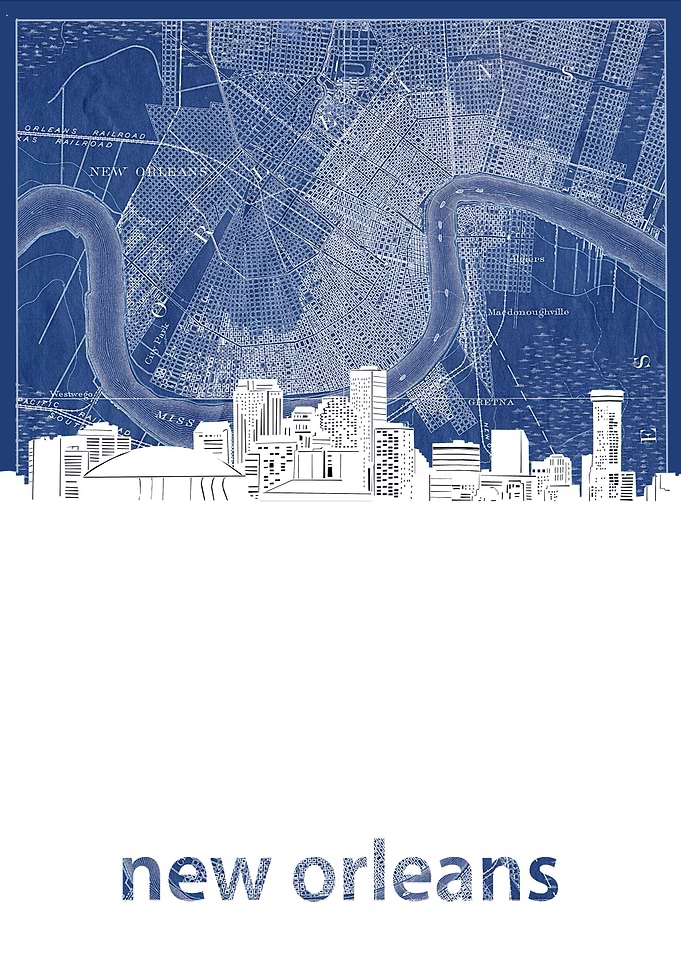 New Orleans skyline blue