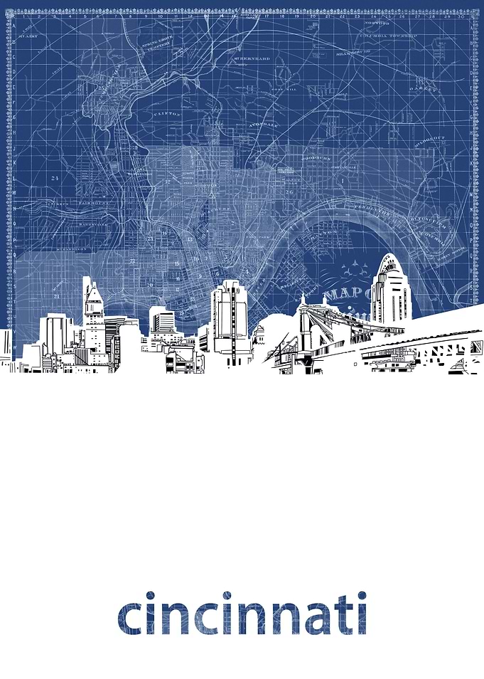 Cincinnati skyline blue