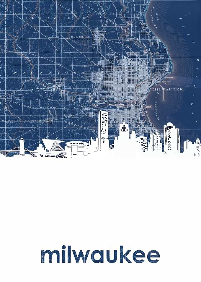 Milwaukee skyline blue