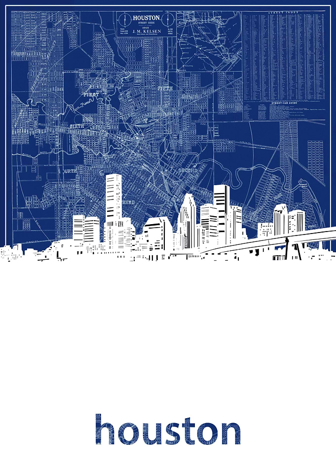 Houston skyline blue
