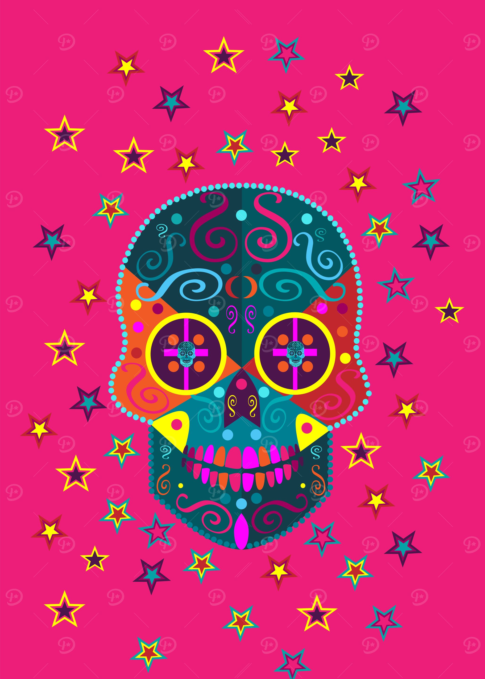 Fun colorful skull stars