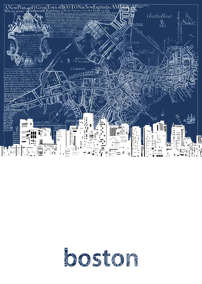 Boston skyline blue