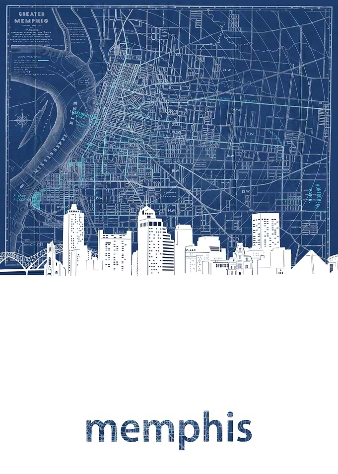 Memphis skyline blue