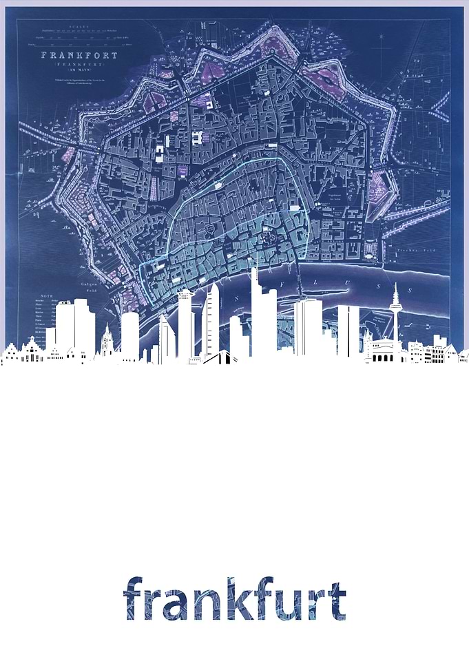 Frankfurt skyline blue