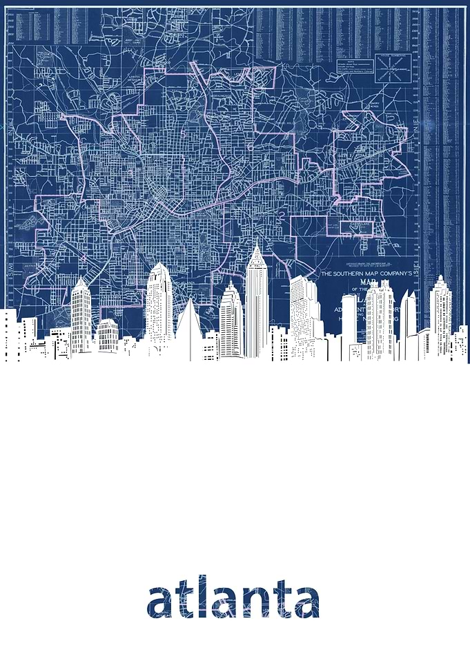 Atlanta skyline blue