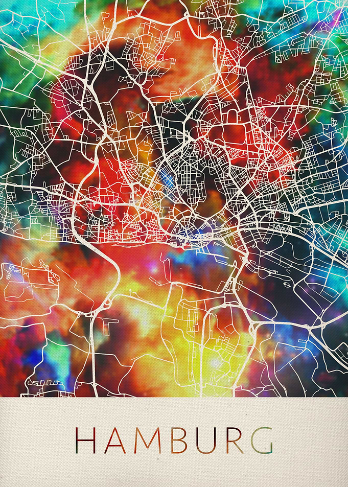 Hamburg Watercolor Map