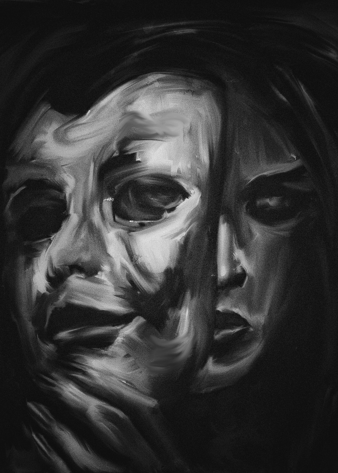 women potrait grayscale