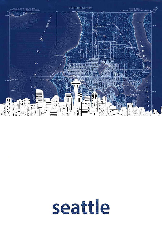 Seattle skyline blue