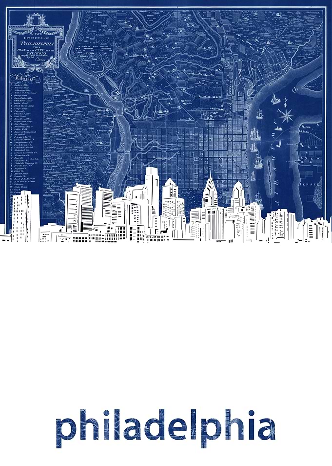 Philadelphia skyline blue