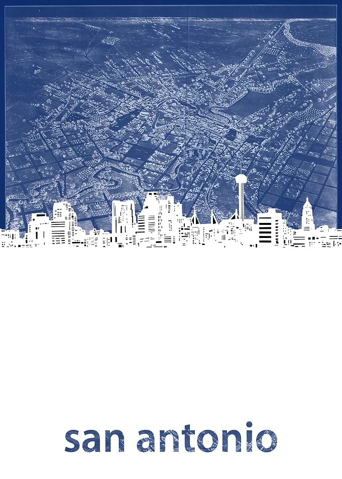 San Antnio skyline blue