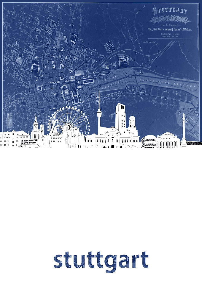 Stuttgart skyline blue