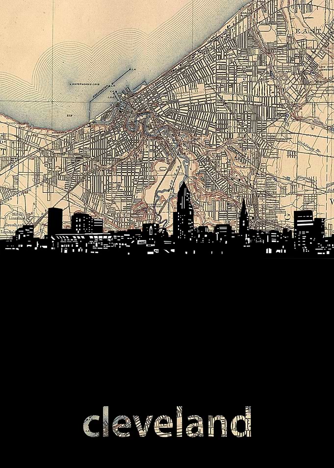 Cleveland skyline sepia