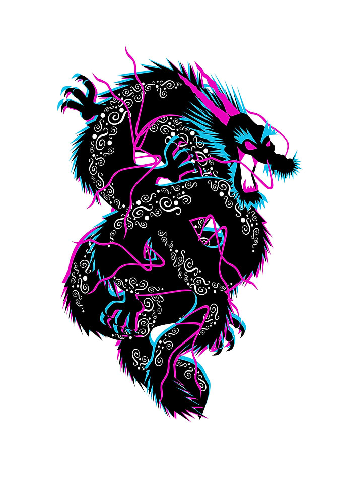 Black japanese dragon 3D