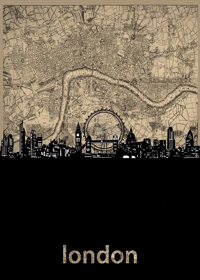London skyline sepia