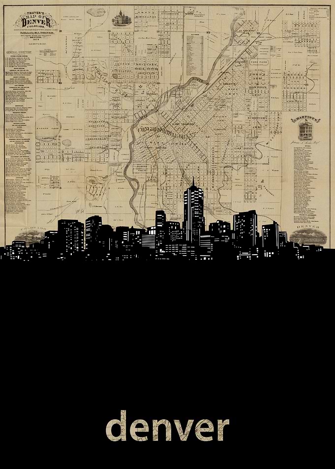 Denver skyline sepia
