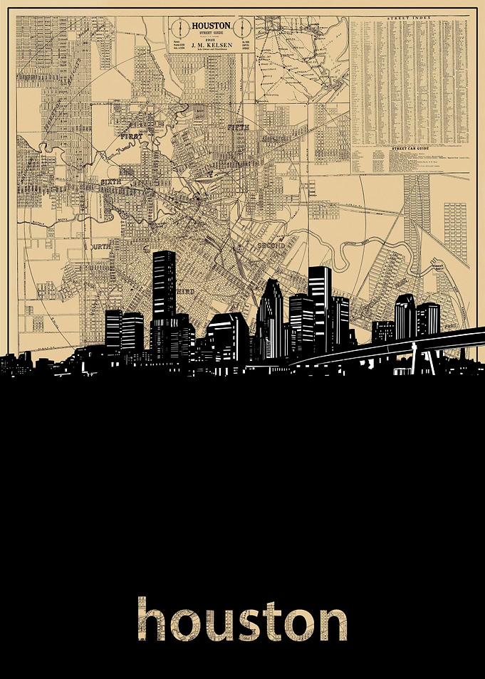 Houston skyline sepia