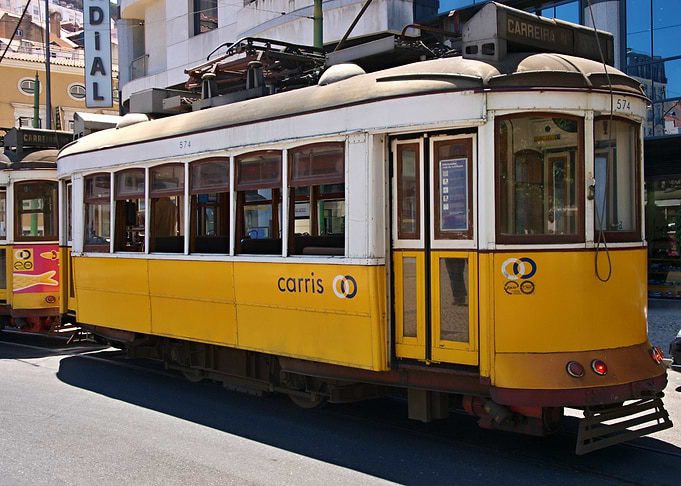 Yellow tram in Lisbon