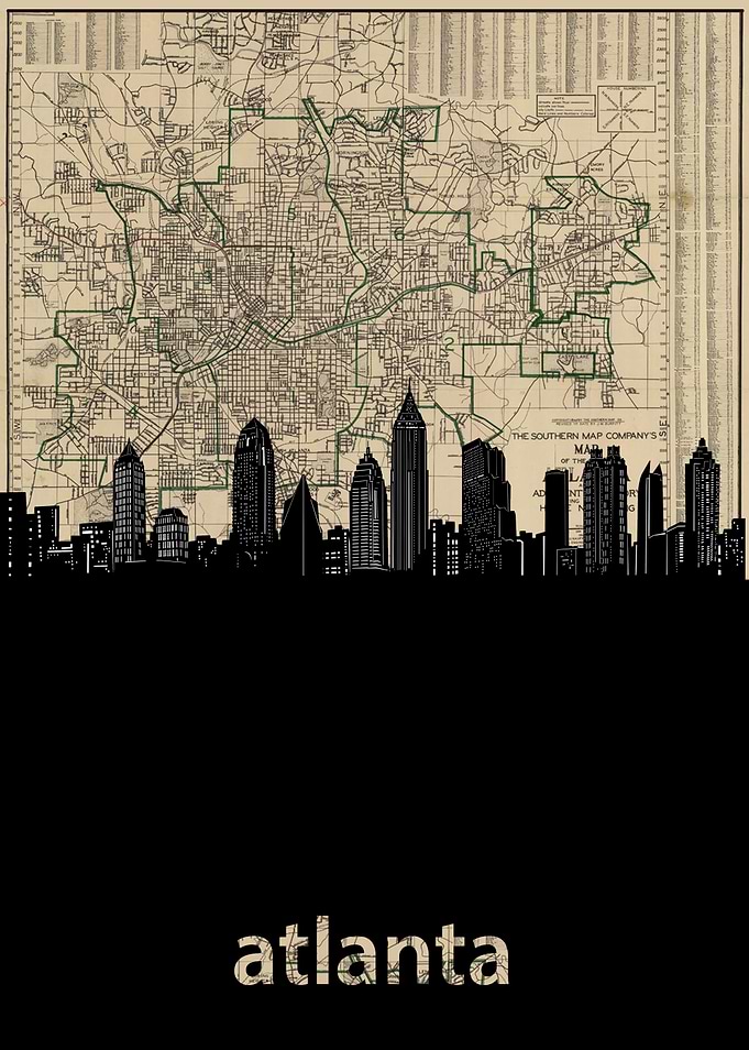 Atlanta skyline sepia