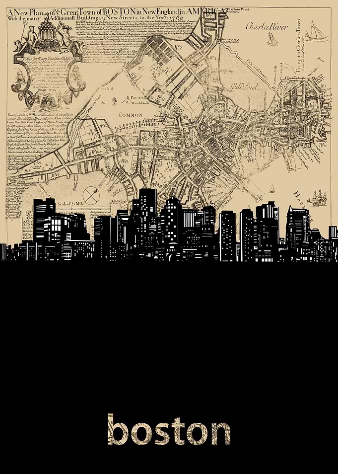 Boston skyline sepia