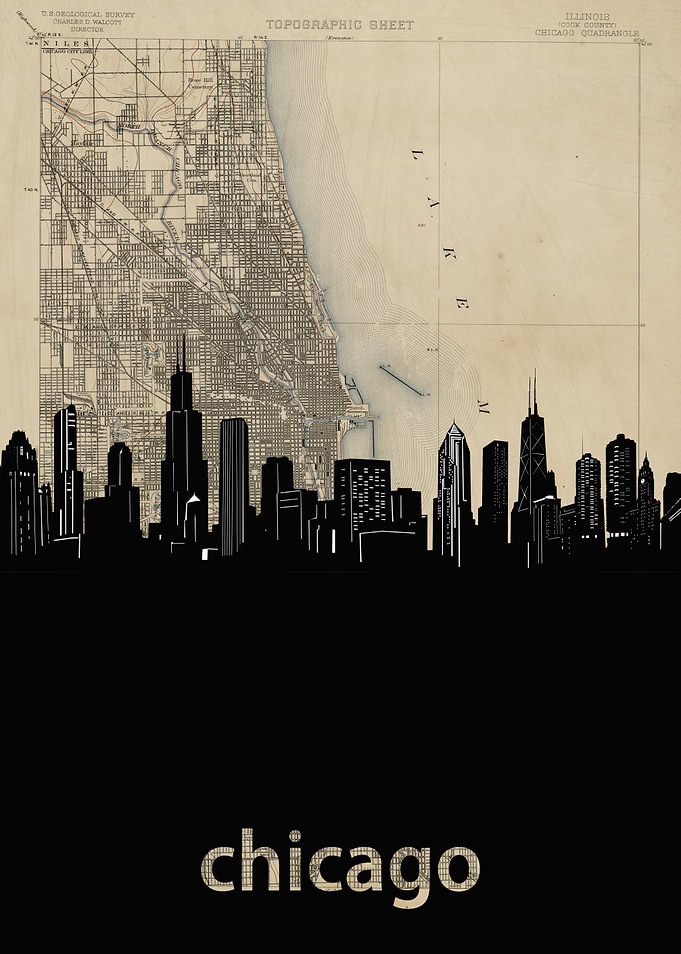 Chicago skyline sepia