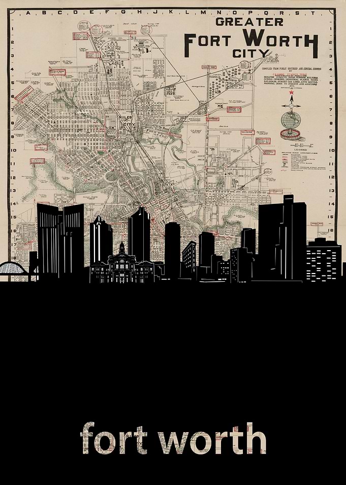 Fort Worth skyline sepia